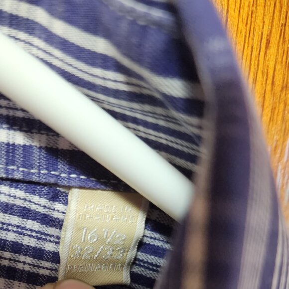 Men's 16 1/2 32/33 Michael Kors Blue/White Check Long Sleeve Button Down Shirt - Picture 9 of 10